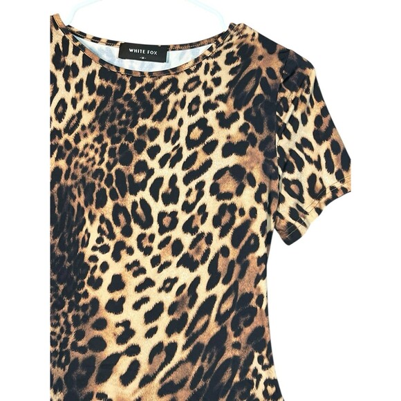White Fox Crop Top Womens M Leopard Snug Fit Animal festival Mob Wife - Picture 5 of 11